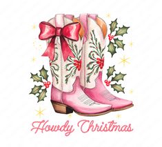 Cowgirl Boot Christmas Stocking, Cowgirl Boots Sticker, Cowboy Christmas Wallpaper, Christmas Backrounds, Cowboy Boots Print, Western Inspired Outfits, Cowgirl Christmas, Pink Cowgirl Boots, Family Png