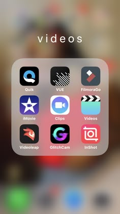 an iphone screen with the text video's on it and various icons in different colors