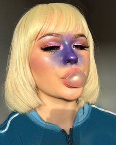 27 Last-Minute Halloween Costumes You Can Do With Just Makeup | Allure Ellie Addis, Makeup Violet, Violet Beauregarde, Pelottava Halloween, Most Popular Halloween Costumes, Makeup Zombie, Popular Halloween Costumes