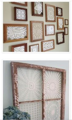 several pictures of different types of wall hangings