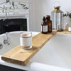 #colour_rustic-pine Bathroom Ensuite, Wooden Bath, Bath Essentials, Autumn 2024, Dream House Interior, Tree Branch, Fireplace Mantels, Bath Caddy, Rustic Furniture