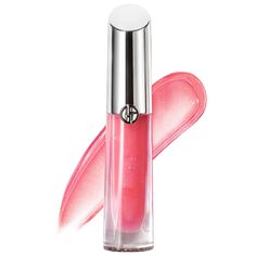 A high-shine, hydrating lip gloss that locks in hydration and reflects light for fuller-looking, pillowy-soft lips for up to 24 hours without a sticky feeling.Formulation Type: Lip GlossBenefits: HydratingHighlighted Ingredients: - Squalane: Seals in moisture and soothes chapped, cracking, and irritated lips.What Else You Need to Know: This lightweight oil-in-gloss formula combines 15% squalane to protect the lip barrier and adds a glass-like shine and prismatic finish that flatters all skin tones. With each lip shade's crystal transparency, including clear, nude, pinks, and reds, the glossy wash of color enhances the lips natural hue.Clinical Results: Based on a consumer test p Giorgio Armani Makeup, Giorgio Armani Beauty, High Shine Lip Gloss, Top Makeup, Long Lasting Lip Gloss, Nice Lips, Hydrating Lip Gloss, Lips Shades, Top Makeup Products