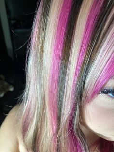 Pink And Blonde Skunk Hair, Neopolatin Hair, Neopolotin Hair, Pink Hair On Tan Skin, Nepolian Hair, Neoploaton Hair, Neapolitan Hair, Skunk Hair, Pink Blonde Hair