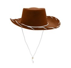 Adult Western 1950's Cowboy Cowgirl Ranch Story Hat Halloween Costume Accessory Dress For the Wild Wild West. Top off your cowboy or cowgirl western costume with this Classic Western Felt Cowboy Hat. Perfect for Men, Women, and Teens! Choose from Red or Brown. You will steal the show at your upcoming western party in this way out west brown cowboy hat. Lasso this cowboy hat for a western Halloween costume you won't forget! One size fits most adults and teens. Approximately 58 cm in circumference around inside of hat. White rope trim with adjustable plastic bead. Made of thick, stiff felt. Our western costumes and cowboy hats are perfect for your upcoming western party or Halloween event. Don't miss out on wild west fun! Stock up on the western wear you and your family needs to create a hee Sheriff Costume, Western Costume, Felt Texture, Play Outdoor, Brown Cowboy Hat, Felt Cowboy Hat, Western Costumes, Western Halloween, Western Party