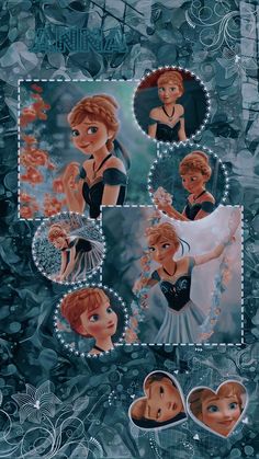 an image of disney princesses with hearts on them