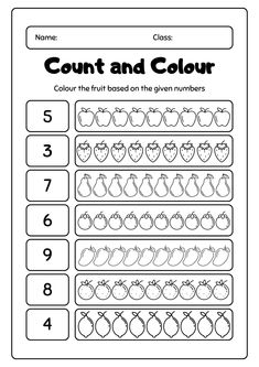 a worksheet with numbers and counting for children to learn how to count the fruits