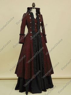 Women Victorian Steampunk Gothic Dark Burgundy Military Punk | Etsy Masquerade Prom Dress, Ball Gowns Victorian, Ball Gown Vintage, Game Of Thrones Dress, Ball Gowns Vintage, Victorian Ball, Masquerade Prom, Steampunk Coat, Costume Masquerade