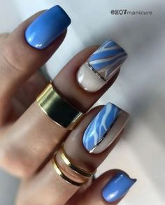 Summer Blue Nails, Short Nails French, Blue Nails Ideas, Manicure 2023, Blush Pink Nails, Bright Nail Art, Short Nail Manicure, Cute Nail Art Designs, Nails Design With Rhinestones