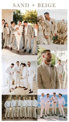 wedding groom suit inspo, groomsmen suit inspo, beach wedding suit, sand groomsmen suit, blue groomsmen suit, grey groomsmen suit, black groomsmen suit, spring wedding suit, summer wedding suit Spring Wedding Suit, Wedding Suit Summer, Suit Summer Wedding, Beach Wedding Suit, Summer Wedding Suit, Beige Suits Wedding, Summer Groom, Black Groomsmen