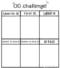 the worksheet for an oc challenge is shown in black and white with text