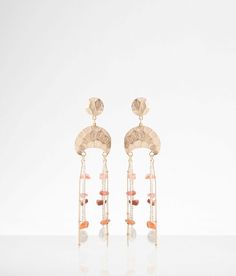 "Boutique By BKE Stone Fringe Earring - Gold , Women's Gold Textured metal beaded stud earring Length measures 4 1/4". Apparel & Accessories" Beaded Metal Dangle Earrings, Beaded Metal Chandelier Earrings, Fringe Earring, Earring Gold, Earring For Women, The Boutique, Fringe Earrings, Gold Texture, Boutique Jewelry