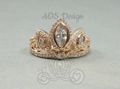 Rapunzel Rose Gold Tiara Princess Ring Tangled Crown Crystals Tangled Crown, Tiara Rings, Rapunzel Tiara, Rose Gold Tiara, Disney Belle, Tiara Ring, Gold Tiara, Princess Ring, Custom Ring Designs