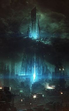 //The Delta (graphic novel) by Alexandre Charleux, via Behance City In The Sky, Sci Fi Landscape, Sci Fi Environment, Science Fiction Illustration, Fantasy Places, Futuristic City