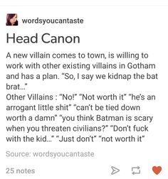 a tweet with the words head canon on it