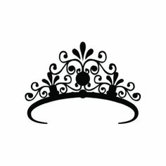 a black and white silhouette of a tiara with swirls on the top, isolated against a white background