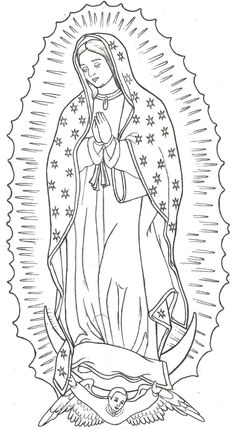 the virgin mary with an eagle and stars around her