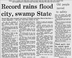 an old newspaper article with the words record rains flood city swamp state