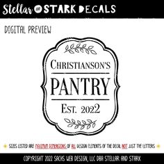 a black and white logo with the words, christianson's pantry est 2012