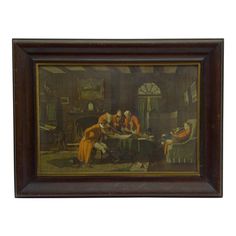 an old painting with people sitting at a table