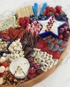 a platter filled with different types of food