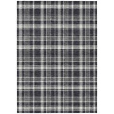 a black and white plaid rug