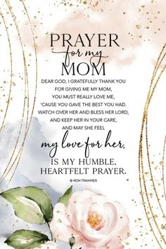 a watercolor painting with the words prayer for mom