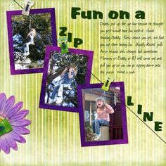 a collage of photos with the words fun on a zip and a purple flower