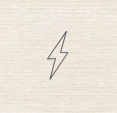 a black and white drawing of a lightning bolt on a light beige linen textured background