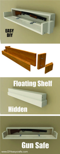 How to make a DIY Secret Compartment Floating Shelf Gun Safe. Free easy to follow step by step instructions. www.DIYeasycrafts.com Hidden Compartments, Floating Shelves Diy, Secret Compartment, Diy Holz, Estantes Flotantes, Woodworking Furniture, Floating Shelf, Easy Woodworking Projects