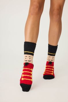 Step into the festive spirit with these multi-color nutcracker theme socks. Featuring a whimsical nutcracker design in vibrant colors, these socks are perfect for adding a touch of holiday cheer to your outfit. The soft, stretchy fabric ensures all-day comfort, while the snug fit and reinforced heel and toe provide durability. A must-have for the holiday season, they make a delightful addition to any winter wardrobe! Whimsical Nutcracker, Sock Plush, Nutcracker Design, Moroccan Oil Hair, Sugar Waxing, Holiday Socks, Fun Socks, Beauty Event, Denim Day