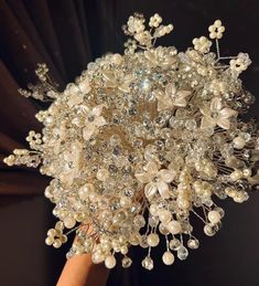 a bouquet of pearls and crystal beads