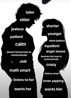 the silhouettes of two people are shown with words written in different languages on them