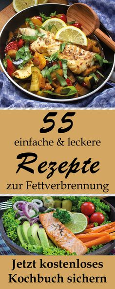 the front cover of an ebook with different foods in it and text that reads 55