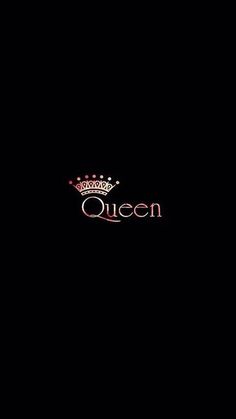 the word queen is lit up in the dark with a crown on it's head