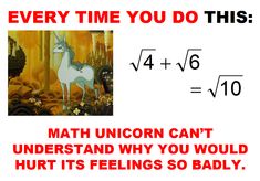 a unicorn is standing in front of a poster with the words, every time you do this