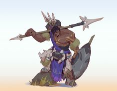 Barbarian Character Art, Dnd Character Poses, Afro Character, Dnd Barbarian, Lowpoly Character, Wild Hunter, Stylized Character, Characters Inspiration Drawing