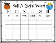 roll a sight word game with dices