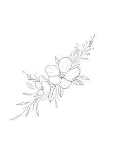 a line drawing of flowers on a white background