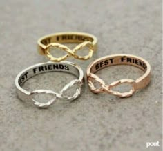 Trio Matching Accessories, Triplet Gifts, خواتم خطوبة, Bff Things, Best Friend Rings, Bff Shirts, Friend Rings