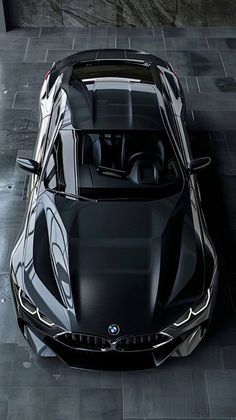 the top view of a black sports car