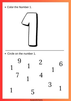 the number 1 worksheet for children to learn how to write and draw numbers