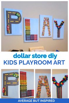 dollar store diy kids's playroom art