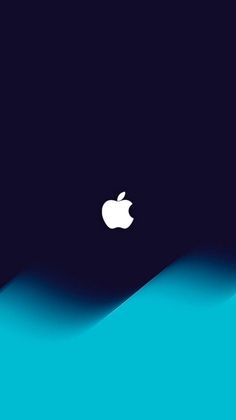 an apple logo is shown on the side of a black background with blue and white waves