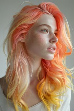 Pink And Yellow Hair, Photographie Portrait Inspiration, Yellow Hair, Long Blonde, Tone Hair, Hair Inspo Color, Crazy Hair