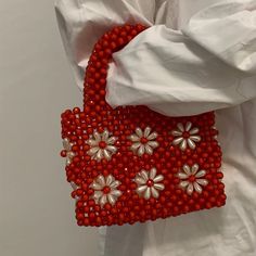 48472630198550 Flower Handbag, New Flower, Flower Handmade, Pearl Bag, Woven Tote Bag, Beaded Purses, Handmade Bag, Beaded Accessories, Beaded Material