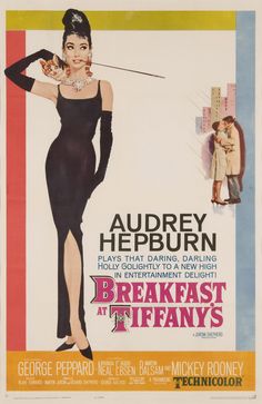 an old movie poster for breakfast at tiffany's