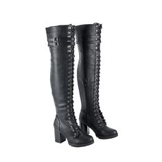 PRICES MAY VARY. 【Fashion & Comfortable】 These women knee high laced boots are the perfect balance of fashion and comfort. The gorgeous laces really give the boots a very cool and eye catching impression. Made of high quality PU leather, soft and comfortable. 【Occasions & Stylish Design】The women leather boots are heeled, which can modify the leg shape very well, and it's very temperament. At the top, the two straps allow you to easily loosen and tighten the boots for your most ideal fit. You ca Laced Boots, Women's Over The Knee Boots, Leather Motorcycle Boots, Black Motorcycle, Motorcycle Leather, Motorcycle Outfit, Buckle Boots, Womens Knee High Boots, Biker Boots