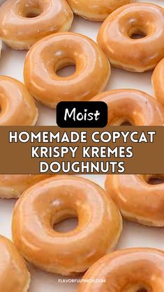 a box full of glazed krispy kremes doughnuts with the words most homemade copycat krispy kreme doughnuts