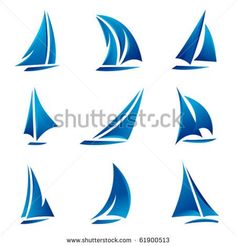 blue sailboats on white background