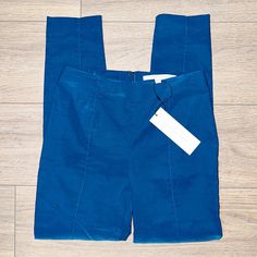 Veronica Beard Honolulu Pants In Cerulean Blue. Slim Fit. Ankle Length. High Waisted, High Rise. Measurements: 12.5" Waist, 9.5" Rise, 26.5" Inseam Material: 53% Elastomultliester, 47% Linen Condition: Brand New With Tags. No Flaws. Fitted Indigo Bottoms For Spring, Summer Fitted Indigo Bottoms, Blue Stretch Tapered Leg Jeans, Blue Denim Ankle-length Bottoms, Blue Denim Ankle-length Pants, Blue Fitted Tapered Leg Pants, Fitted Blue Tapered Leg Pants, Fitted High-waisted Blue Jeans, Fitted Denim Blue Straight Pants